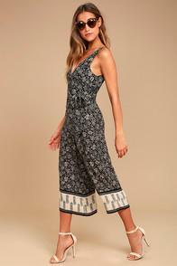 Amuse Society Calypso Black Print Midi Jumpsuit
