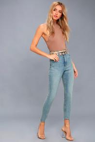 Cheap Monday Donna Light Blue High-waisted Skinny Jeans