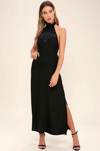 Billabong Wandering Moon Black Embroidered Maxi Dress