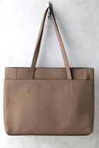 Lulus Can't Slow Down Taupe Tote