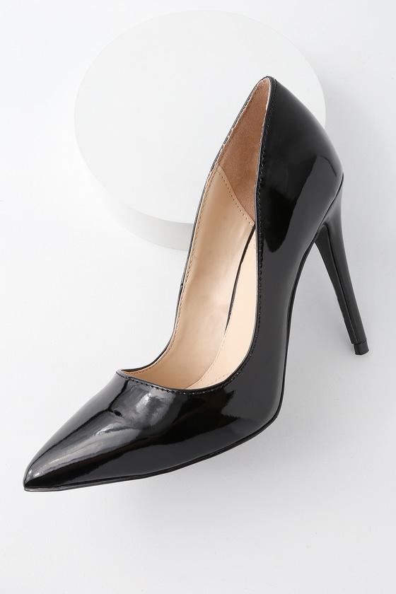 Anne Michelle Verna Black Patent Pointed Pumps | Lulus