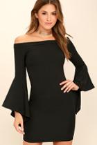 Lulus Every Breath You Take Black Off-the-shoulder Dress