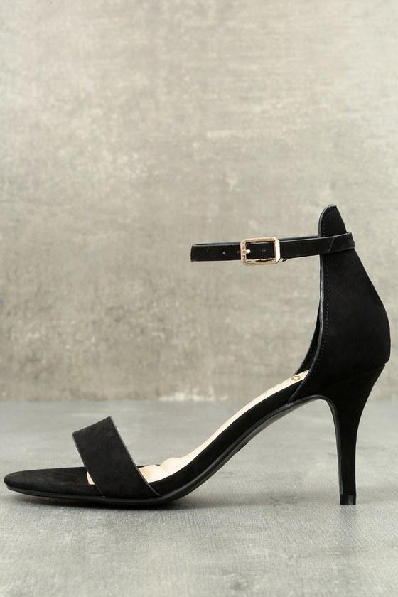 Lulus | Published Author Black Suede Ankle Strap Heels | Size 10 | Vegan Friendly