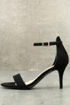 Lulus | Published Author Black Suede Ankle Strap Heels | Size 10 | Vegan Friendly