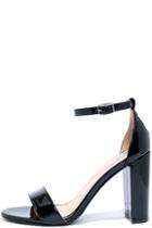 My Delicious All Dressed Up Black Patent Ankle Strap Heels