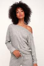 Cozy Days Heather Grey Asymmetrical Off-the-shoulder Sweatshirt | Lulus