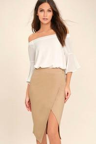 Lulus Perfectionist Beige Pencil Skirt