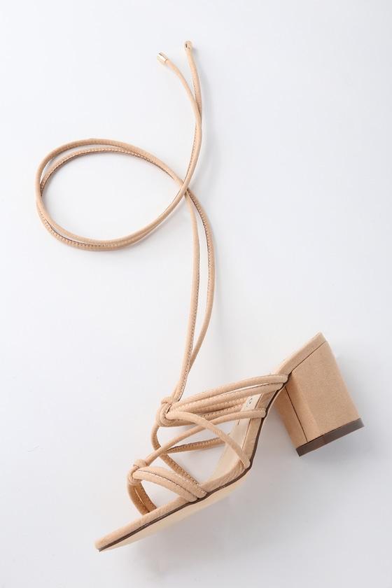 So Me Abbie Nude Suede Lace-up Heels | Lulus