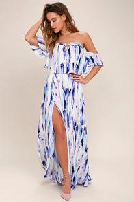 Lulus Ingenue Purple Print Two-piece Maxi Dress