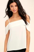 Lulus Play A Tune White Off-the-shoulder Top