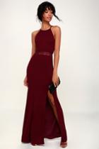 About Your Heart Burgundy Lace Maxi Dress | Lulus