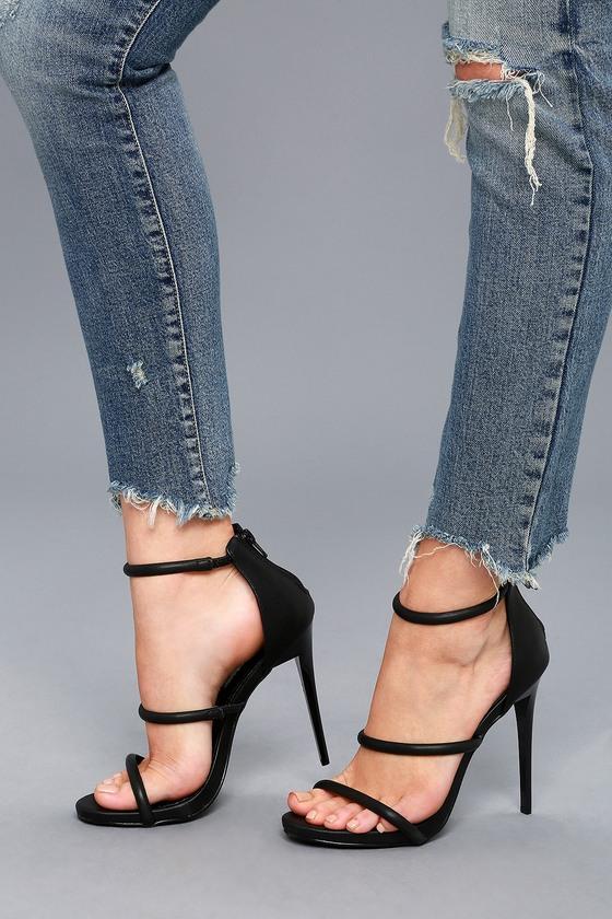 Liliana | Amber Black Ankle Strap Heels | Size 9 | Vegan Friendly | Lulus