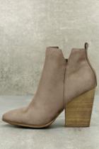 City Classified | Marissa Light Cement Taupe Suede Ankle Booties | Size 10 | Beige | Vegan Friendly | Lulus