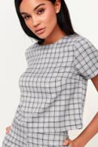 Delightful Grey And White Plaid Short Sleeve Top | Lulus