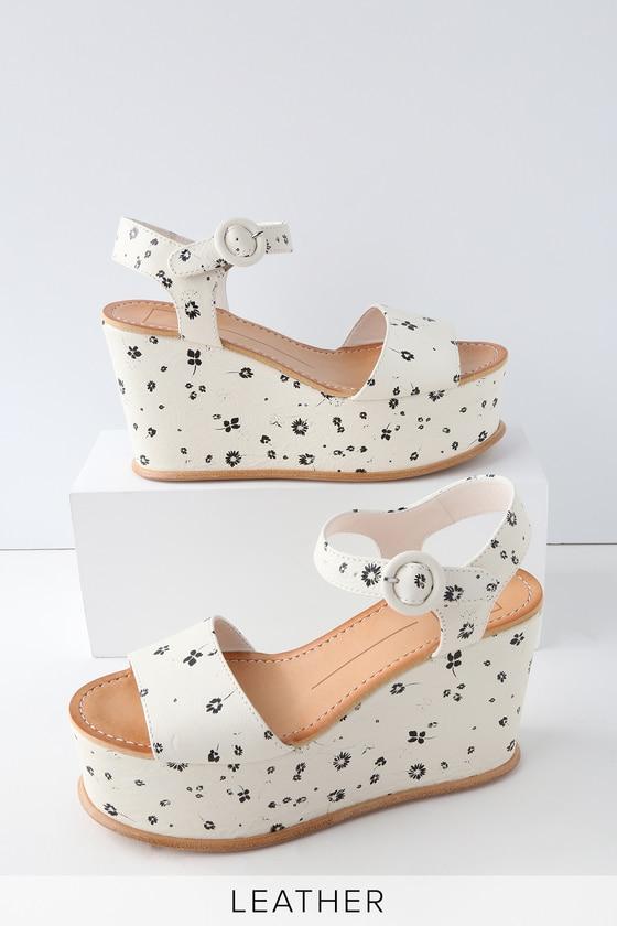 Dolce Vita Datiah White Floral Print Leather Platform Wedges | Lulus