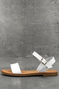 Soda Kamalei White Flat Sandals
