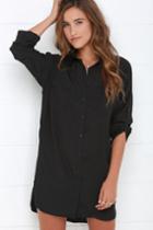 Honey Punch | City Strut Black Shirt Dress | Size Medium | 100% Polyester | Lulus