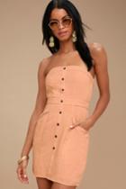 Make You Mine Peach Strapless Mini Dress | Lulus