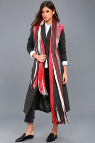 Free People Kolby Red Striped Scarf