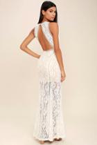 Lulus | Better With You Ivory Lace Maxi Dress | Size X-large | White | 100% Polyester