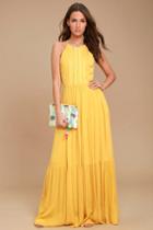 For Life Golden Yellow Embroidered Maxi Dress | Lulus