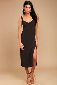 Lush Kaliska Charcoal Grey Midi Dress