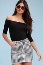 Rd Style Brecken Black And White Gingham Denim Mini Skirt | Lulus