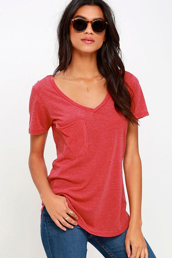 Z Supply Pleasant Surprise Washed Red Tee | Lulus