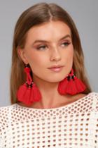 Lulus | Paint The Town Red Tassel Earrings