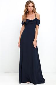 Lulu*s Reflective Radiance Navy Blue Maxi Dress