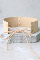 Lulus Be Good Beige Lace-up Choker Necklace