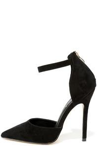 Betani Harvest Party Black Suede Ankle Strap Heels