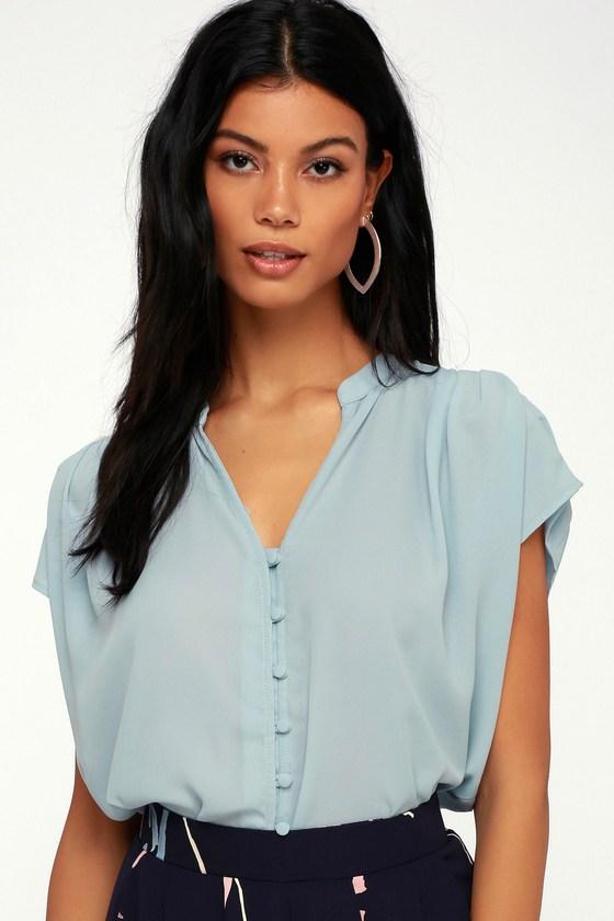 Carlton Light Blue Button-up Top | Lulus