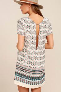 Lulus Botanical Beauty Beige Print Shift Dress