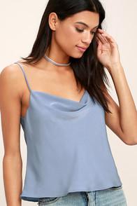 Lulus Appreciation Periwinkle Blue Satin Crop Top