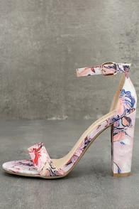 Bamboo Lysander Blush Multi Ankle Strap Heels