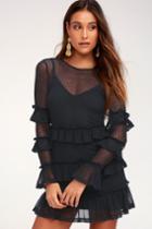 The Fifth Label National Navy Blue Long Sleeve Ruffle Dress | Lulus