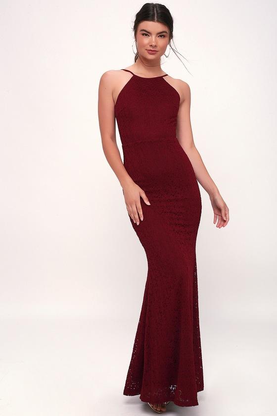 Ephemeral Allure Burgundy Lace Maxi Dress | Lulus