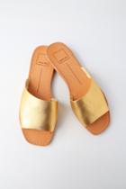 Dolce Vita Cato Gold Leather Slide Sandal Heels | Lulus