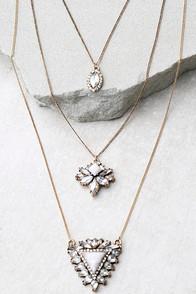 Lulus Recharge Gold And Ivory Rhinestone Layered Necklace