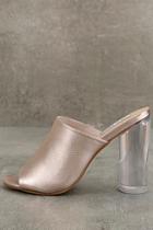 Steve Madden Classics Rose Gold Leather Lucite Mules