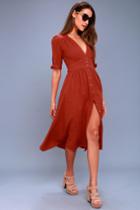 Free People | Love Of My Life Rust Orange Midi Dress | Lulus