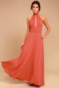 Lulus First Comes Love Rusty Rose Maxi Dress