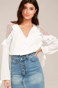 Lulus Glorious Day White Lace Long Sleeve Top