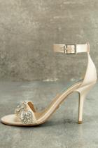 Blue By Betsey Johnson Gina Champagne Satin Ankle Strap Heels