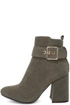 Liliana Livia Grey Suede Ankle Booties