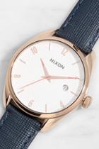 Nixon Bullet Rose Gold And Navy Blue Leather Watch