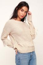 Jack By Bb Dakota Mix It Up Beige Knit Fringe Sweater | Lulus