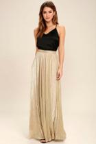Lulus | Jovial Occasion Gold Maxi Skirt | Size Small | 100% Polyester