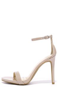 Anne Michelle Loveliness Nude Patent Ankle Strap Heels